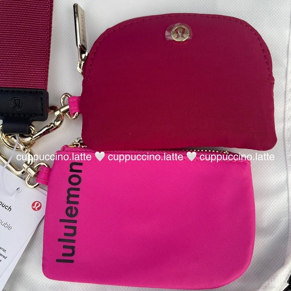 ❤️NWT💗Lululemon Athletica Dual Pouch Wristlet in Pink Sonic/Pomegranate/Black - Picture 4 of 10
